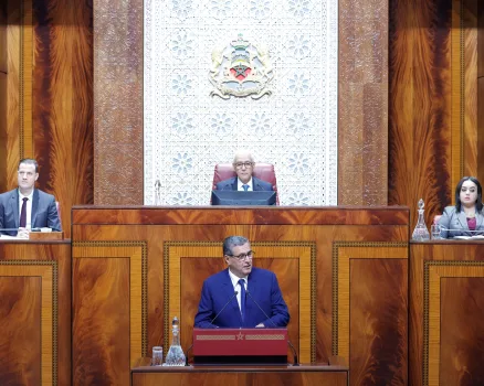 رئيس الحكومة عزيز أخنوش، خلال جلسة عمومية للأسئلة الشفهية حول موضوع " “التوجهات الاستراتيجية للمنظومة الصحية”.